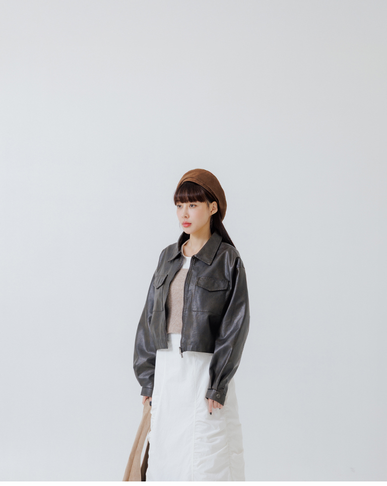 ショートレザージャケット 2色展開