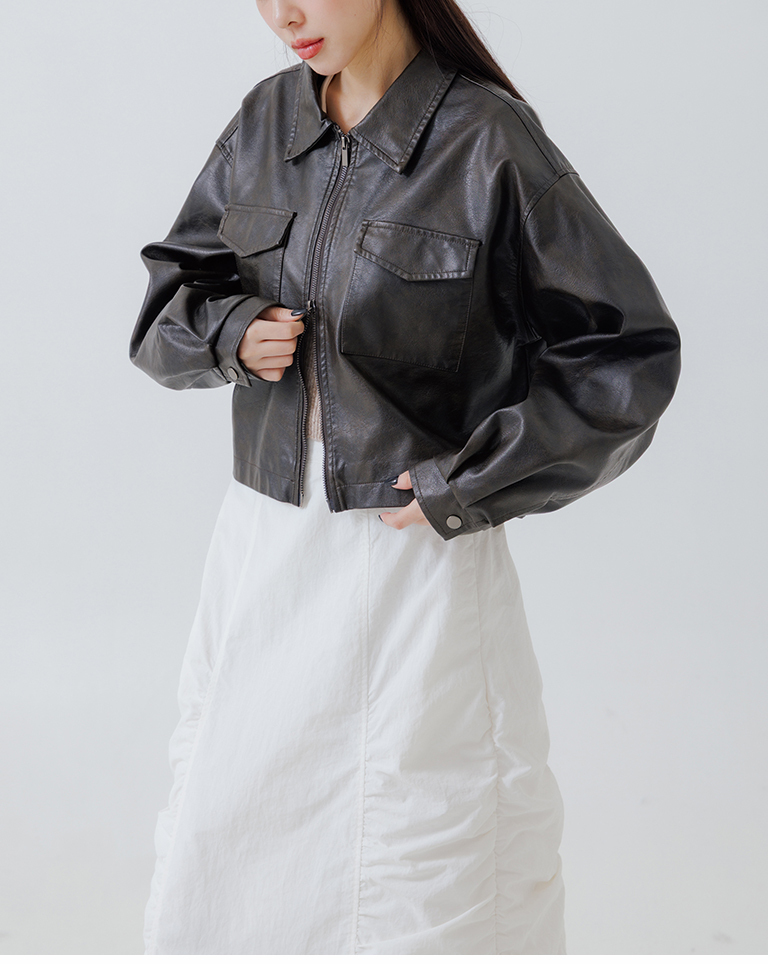 ショートレザージャケット 2色展開