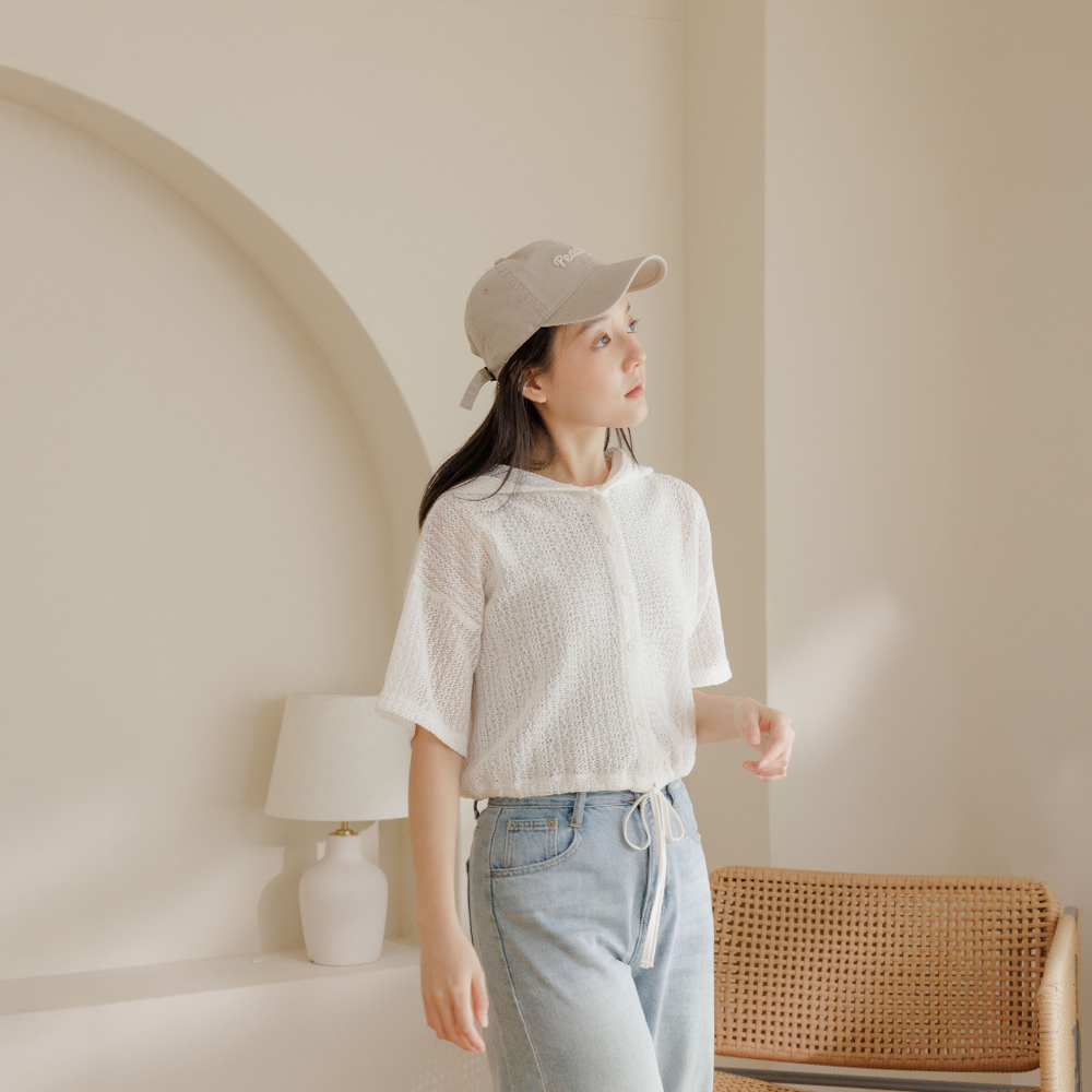 裾ドロストメッシュパーカー 2色展開