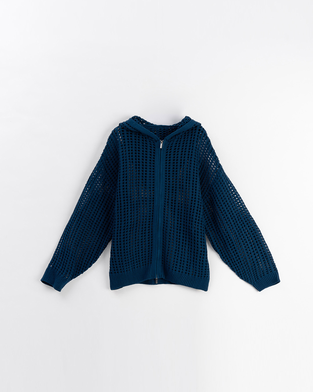 ユニセックス透かし編みニットパーカー