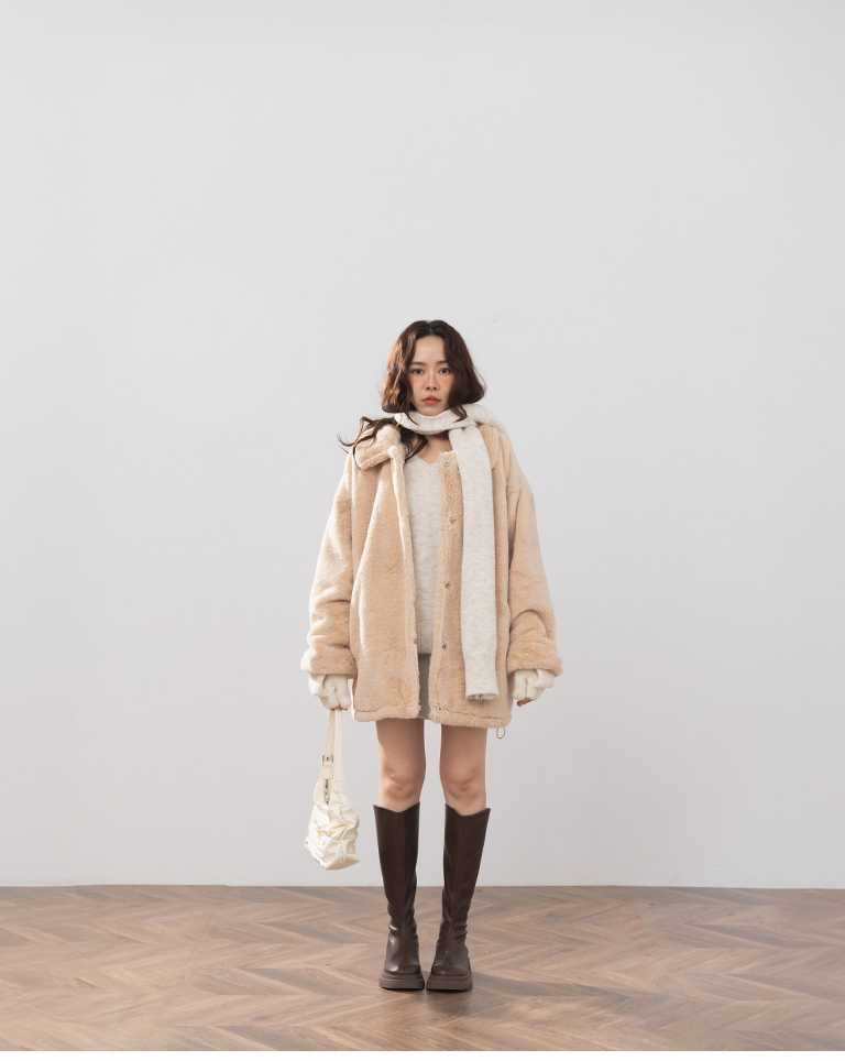 フェイクファージャケット カーキ