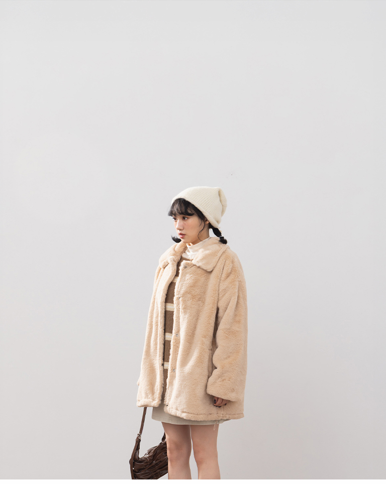 フェイクファージャケット カーキ