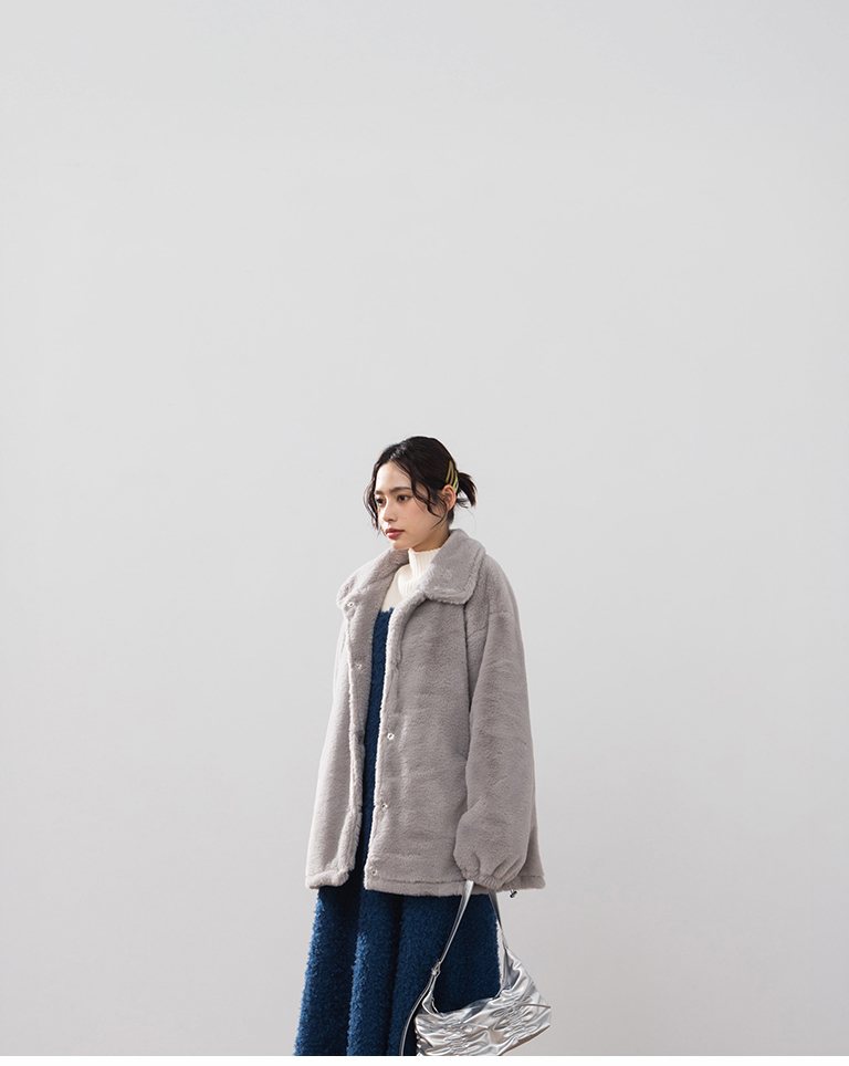 フェイクファージャケット グレー