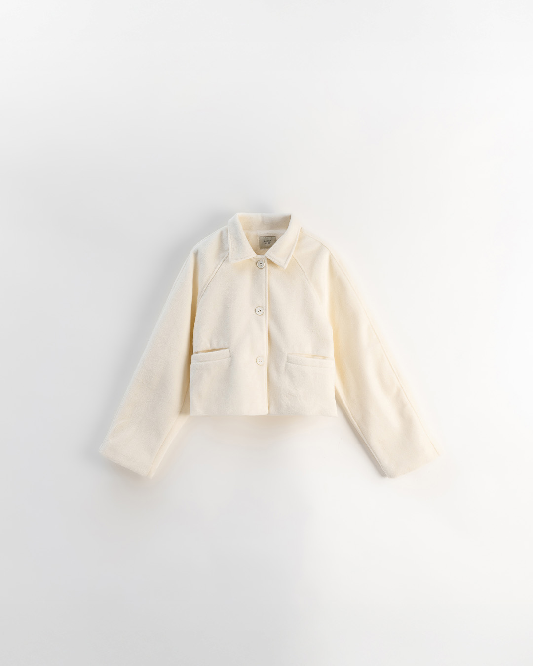 ウールブレンドボタンショートジャケット オフホワイト