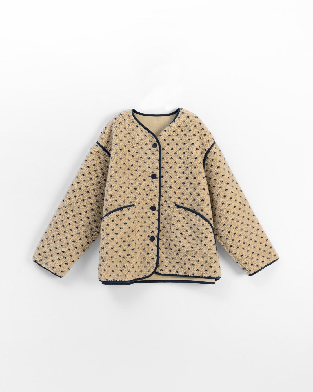 配色ハート柄ボアジャケット