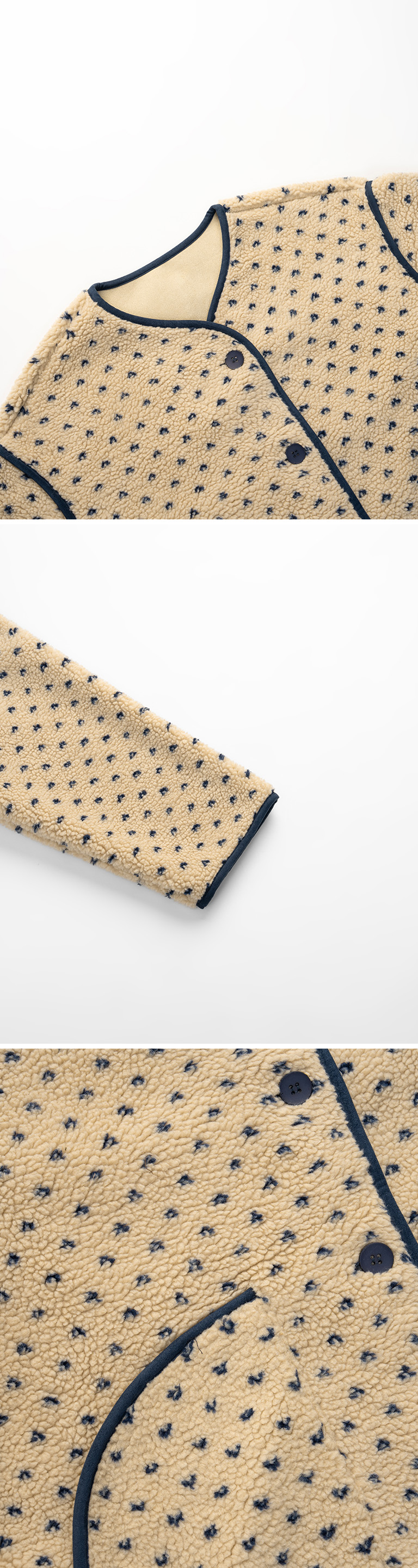 配色ハート柄ボアジャケット