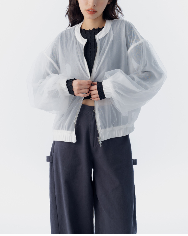 ダブルチュールシースルージャケット 2色展開