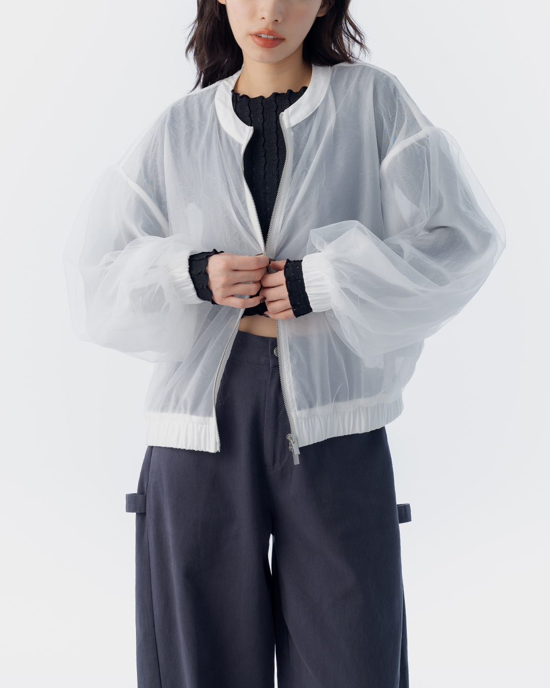 ダブルチュールシースルージャケット 2色展開