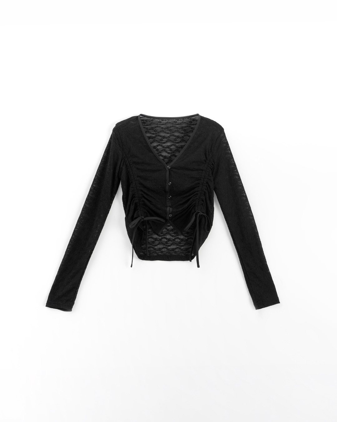 透かし編みクロップドドロストトップス 2色展開