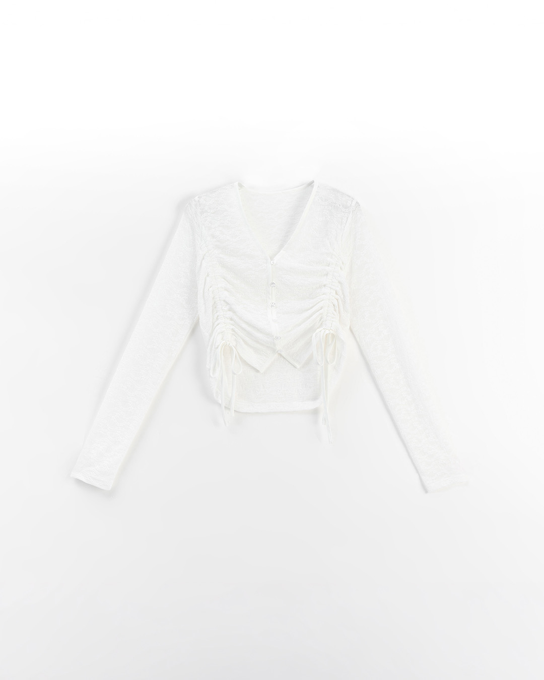 透かし編みクロップドドロストトップス 2色展開