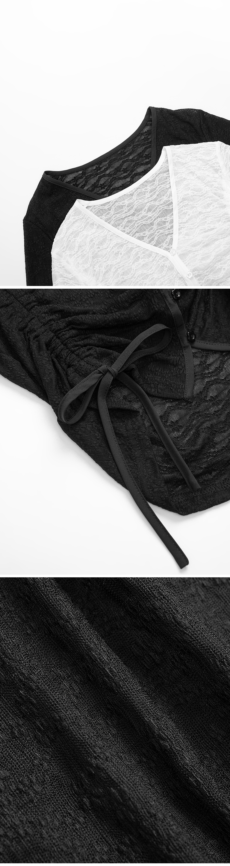 透かし編みクロップドドロストトップス 2色展開