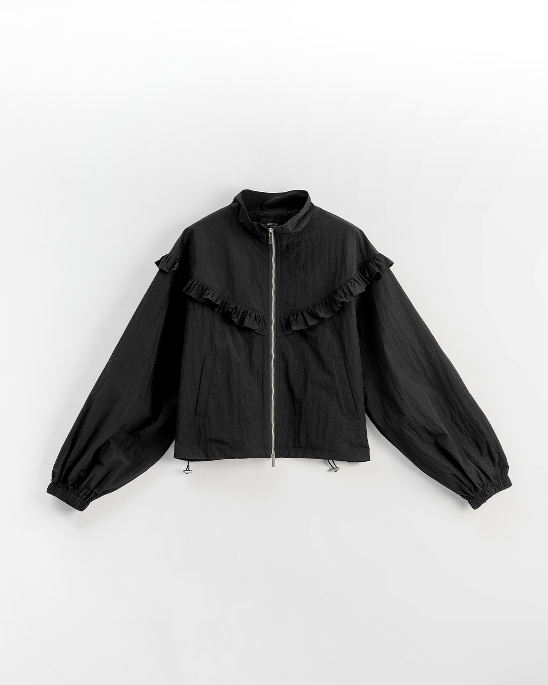 春8商未收到---フリル シャーリングジャケット 3色展開