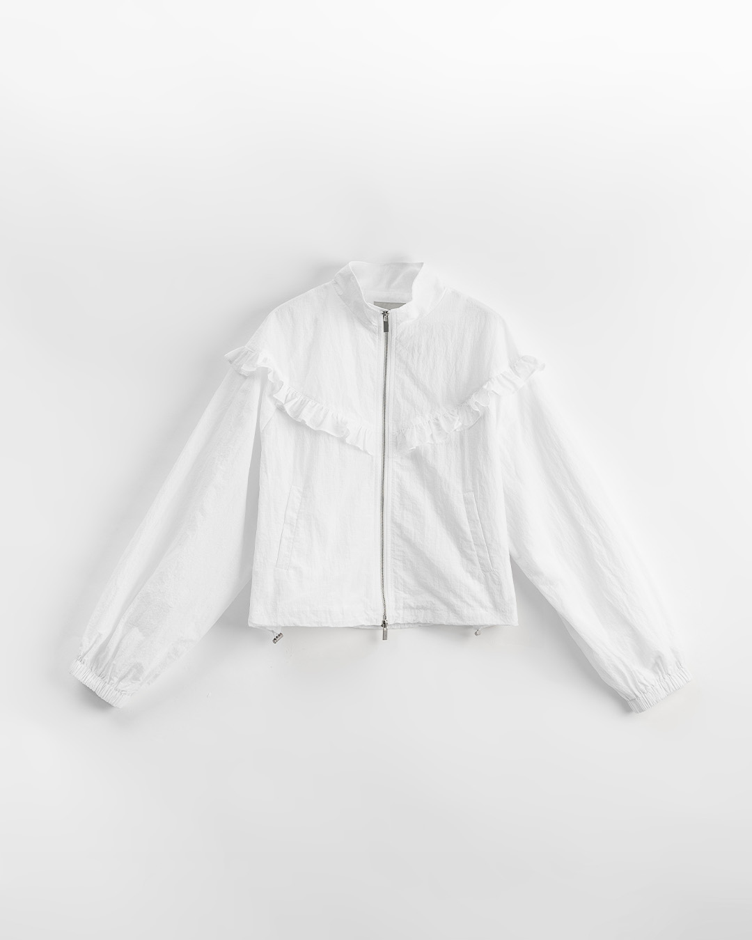 春8商未收到---フリル シャーリングジャケット 3色展開