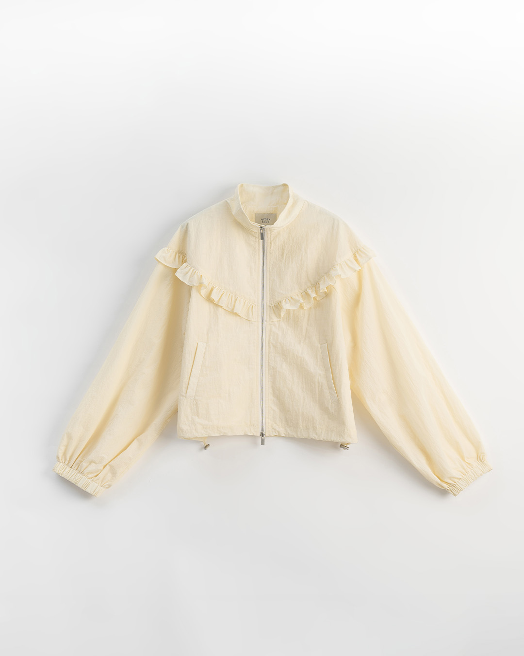 春8商未收到---フリル シャーリングジャケット 3色展開