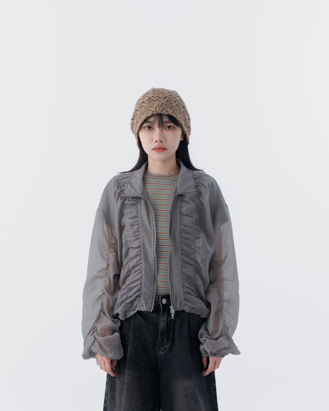 春12未到---ギャザーデザインブルゾン 3色展開