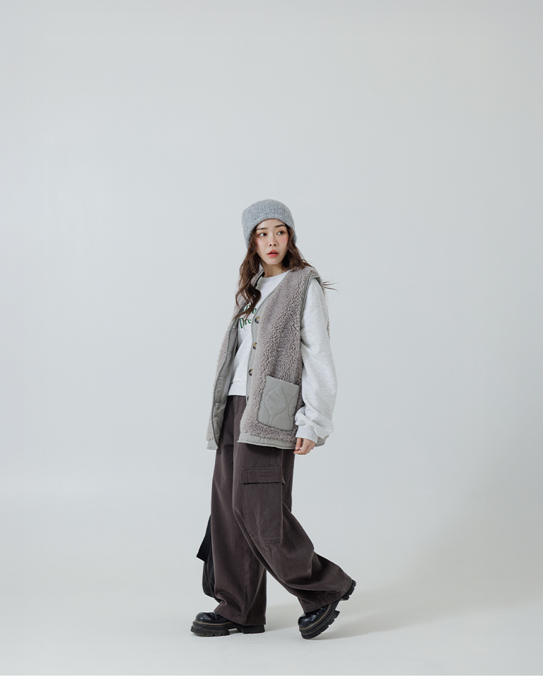 キルティング×ボアベスト  3色展開