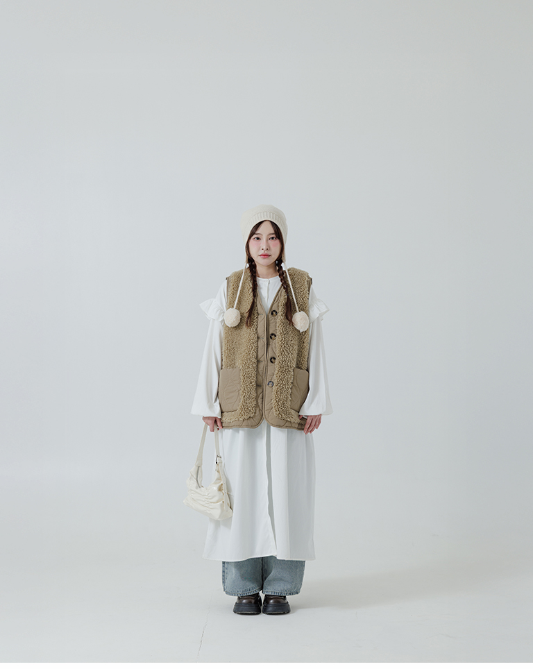 キルティング×ボアベスト  3色展開