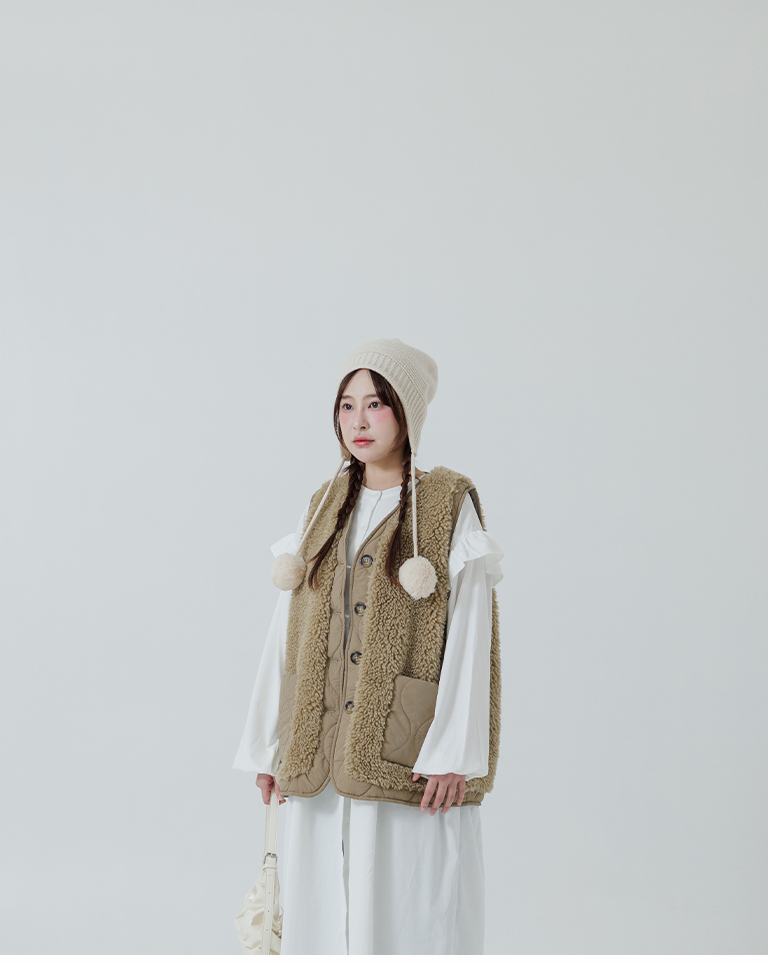 キルティング×ボアベスト  3色展開