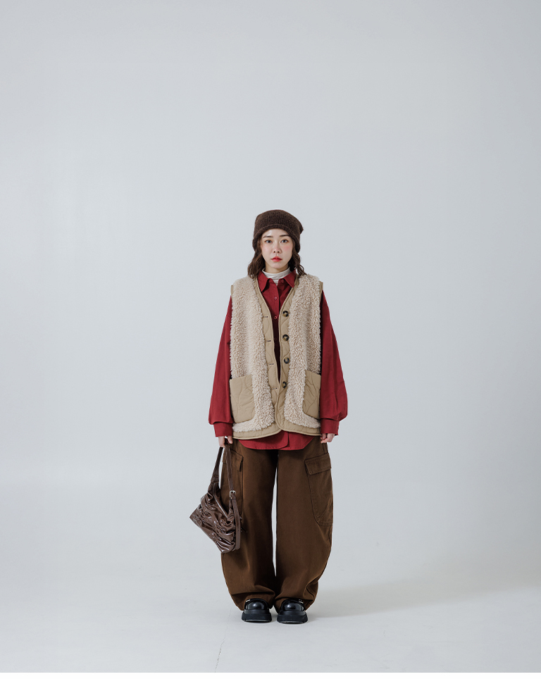 キルティング×ボアベスト  3色展開