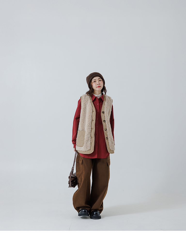 キルティング×ボアベスト  3色展開