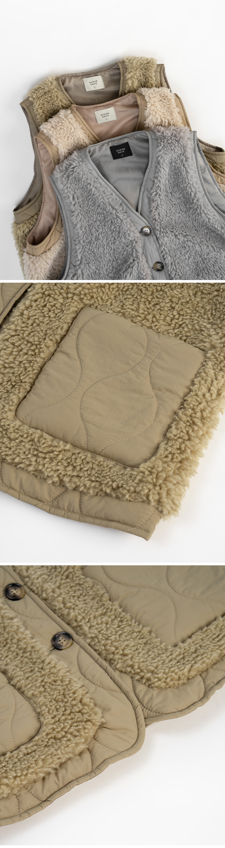 キルティング×ボアベスト  3色展開