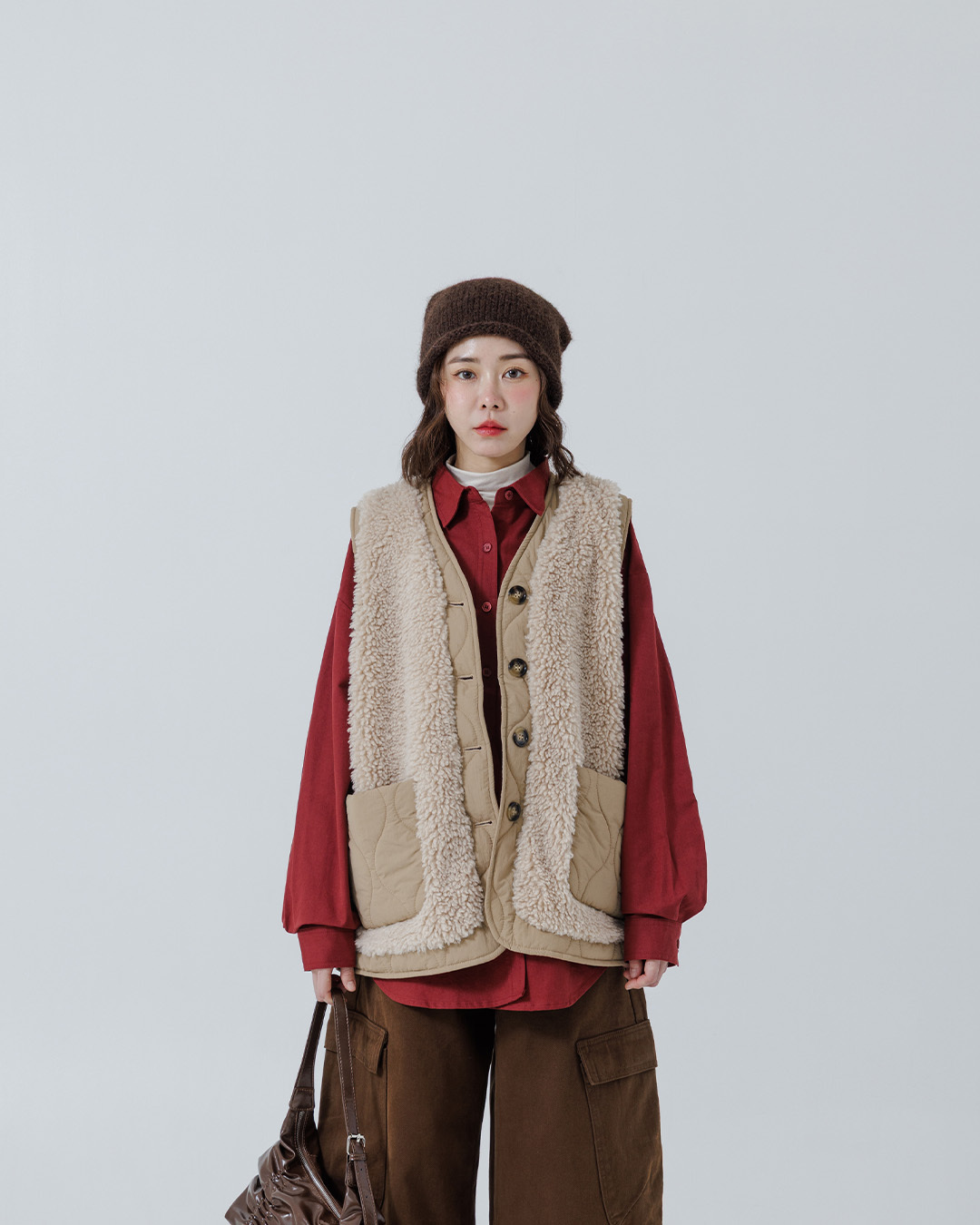 キルティング×ボアベスト  3色展開