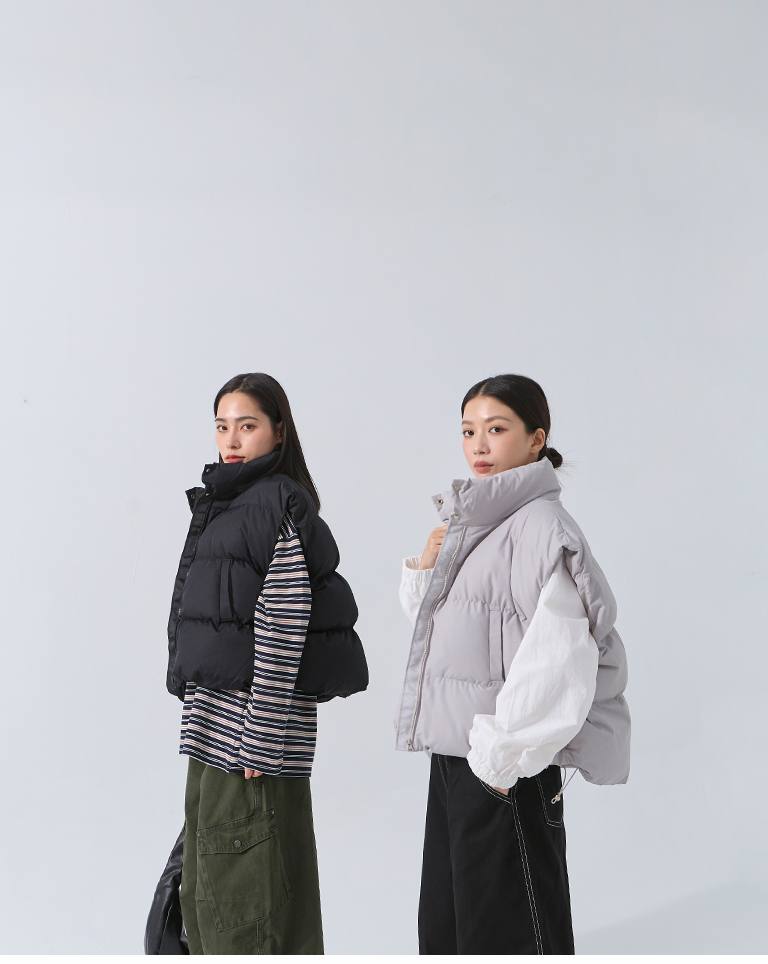 冬1尚未收到---ドローストリング中綿ベスト 2色展開