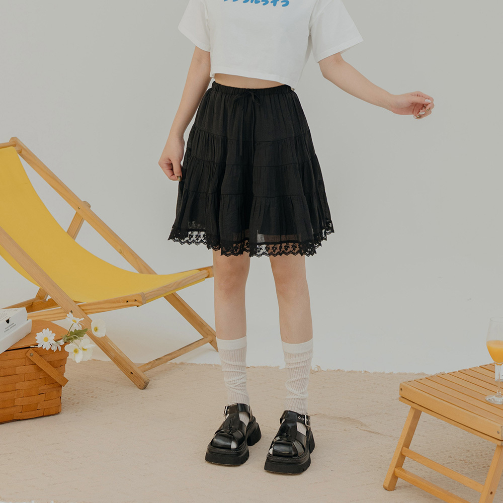 レースティアードミニスカート 2色展開