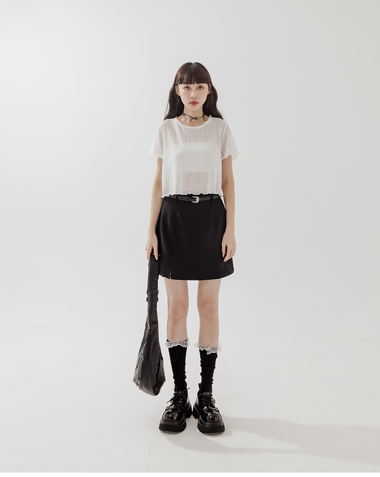 スリット付きミニスカート 2色展開