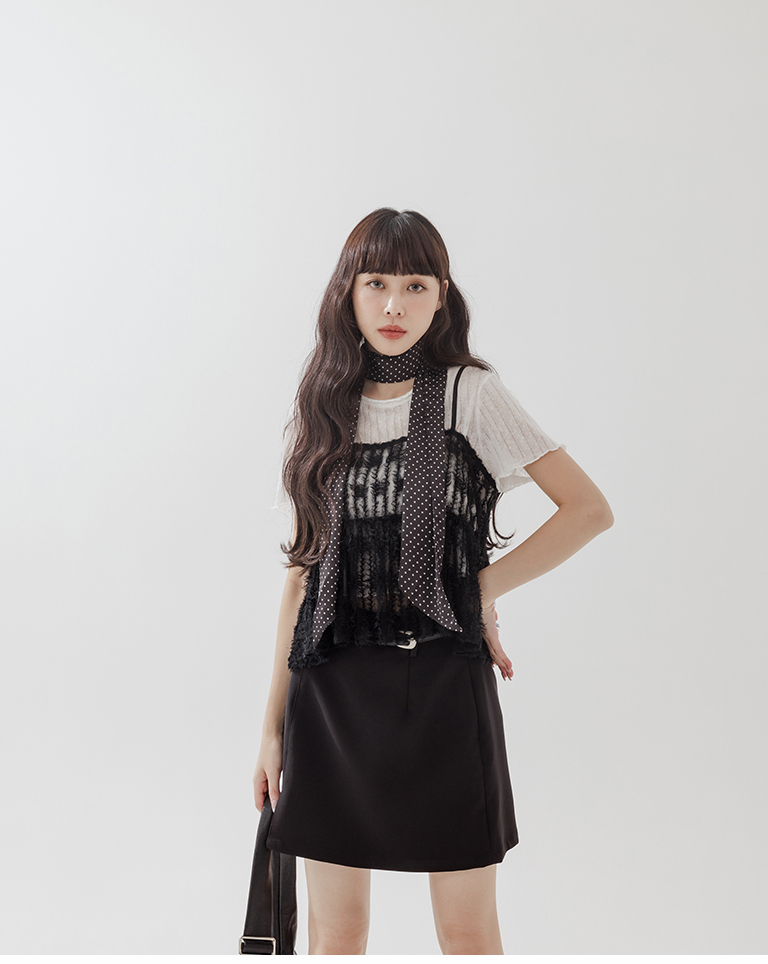 スリット付きミニスカート 2色展開