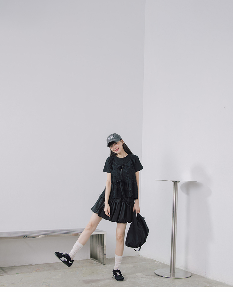 サテンバルーンミニスカート 2色展開