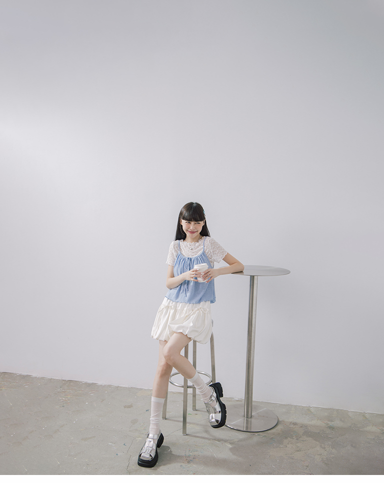 サテンバルーンミニスカート 2色展開