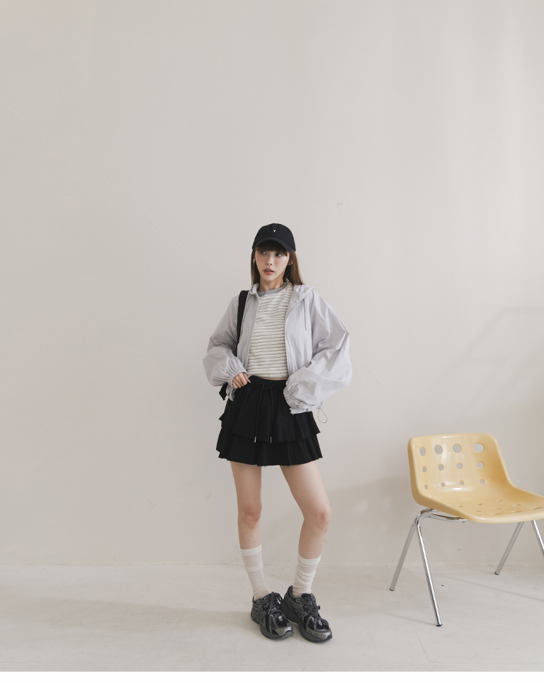スウェットフリルティアードミニスカート 2色展開 S/M