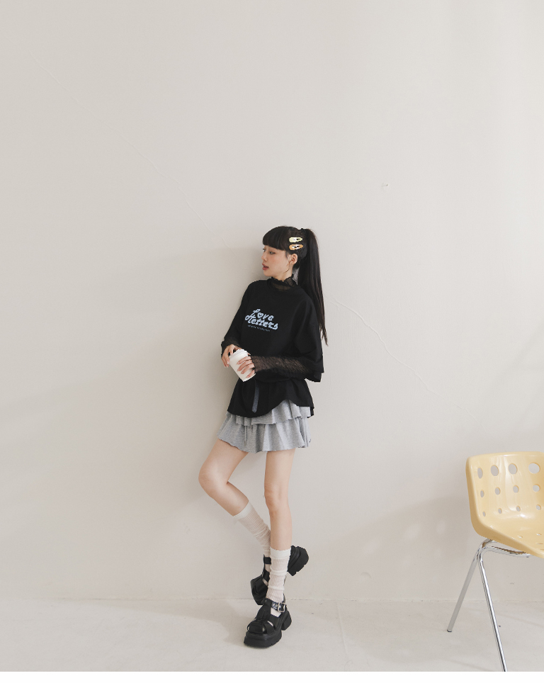 スウェットフリルティアードミニスカート 2色展開 S/M