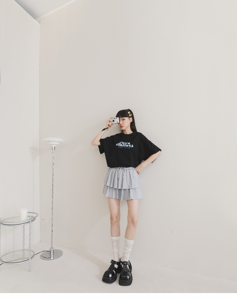 スウェットフリルティアードミニスカート 2色展開 S/M