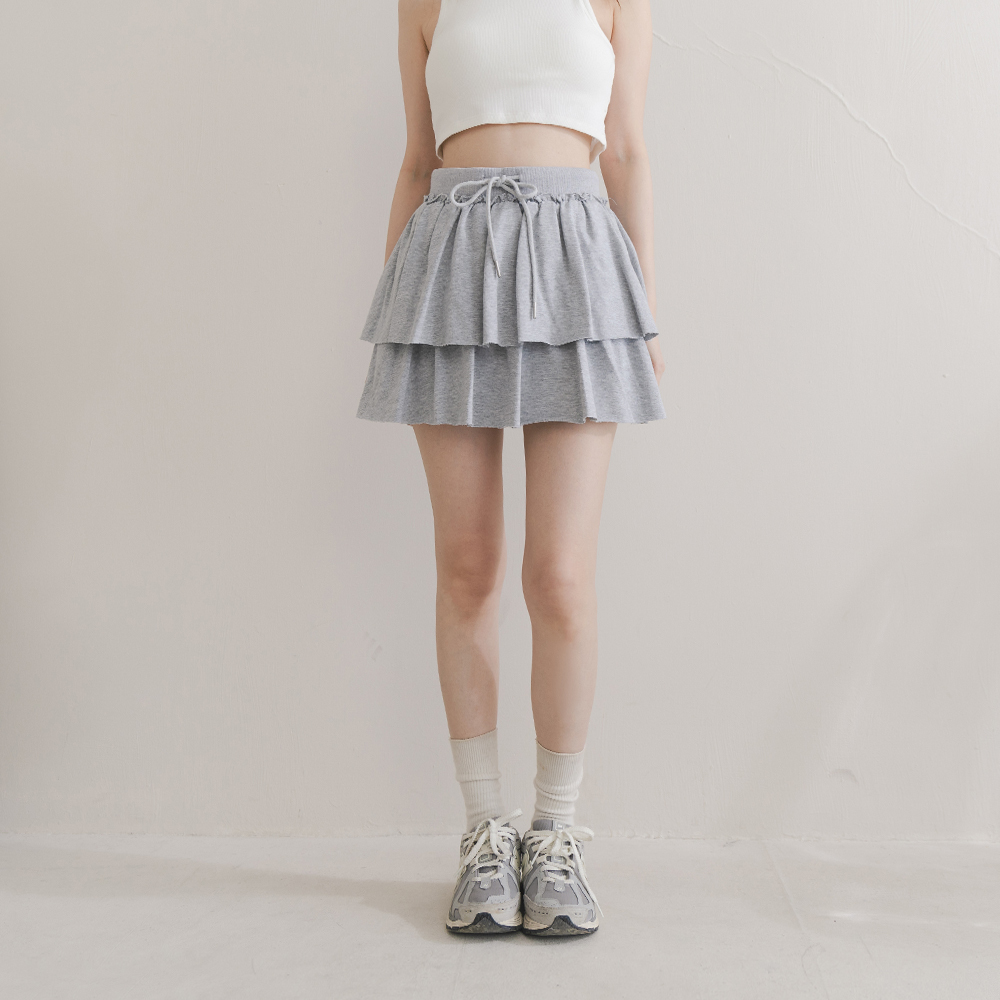 スウェットフリルティアードミニスカート 2色展開 S/M
