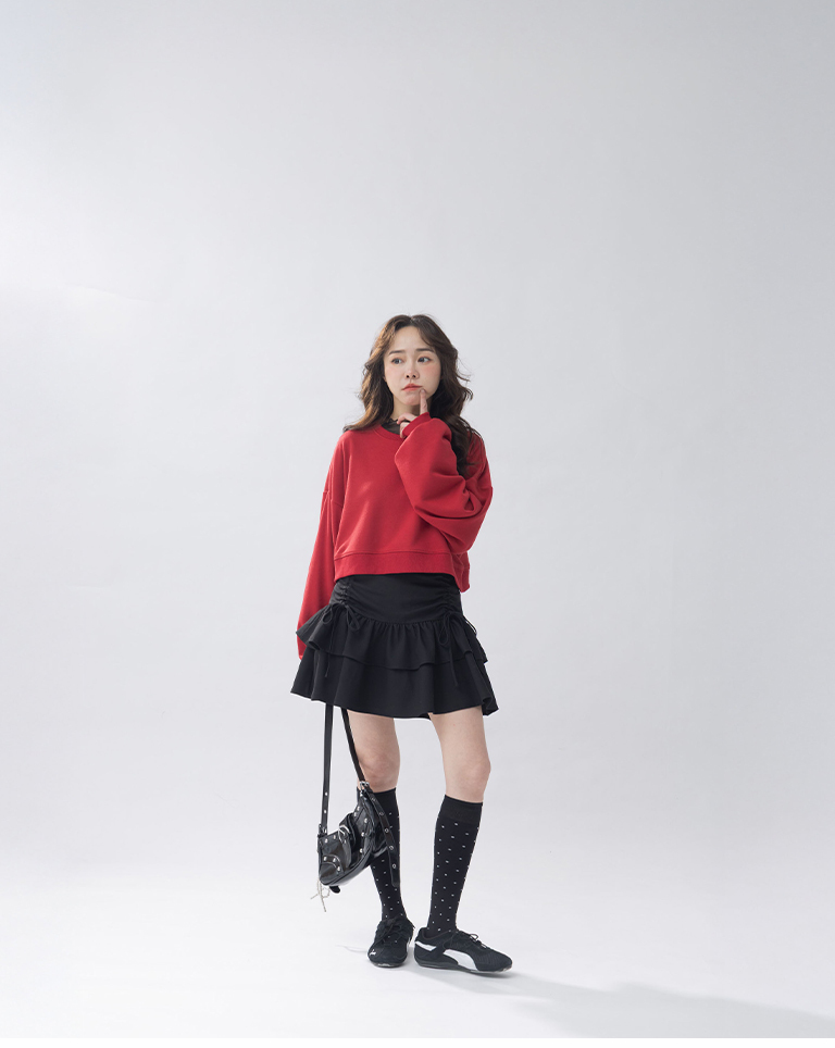 ドローストリングケーキミニスカート　2色展開