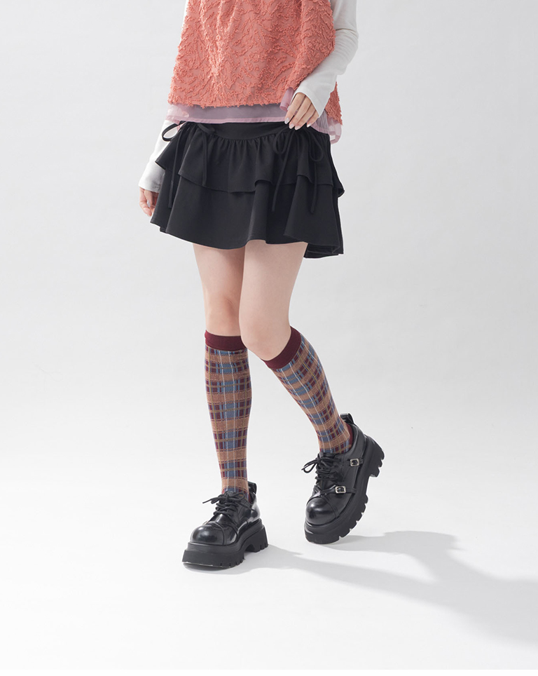 ドローストリングケーキミニスカート　2色展開