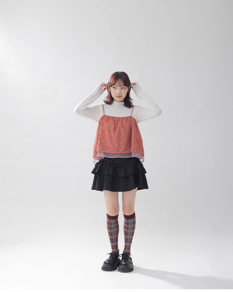 ドローストリングケーキミニスカート　2色展開