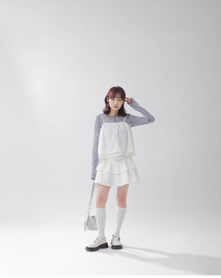 ドローストリングケーキミニスカート　2色展開