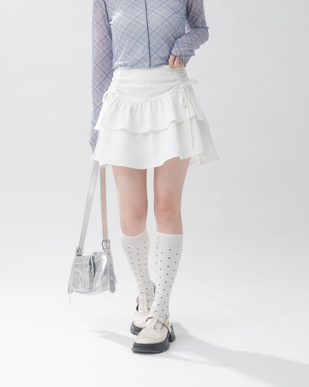 ドローストリングケーキミニスカート　2色展開