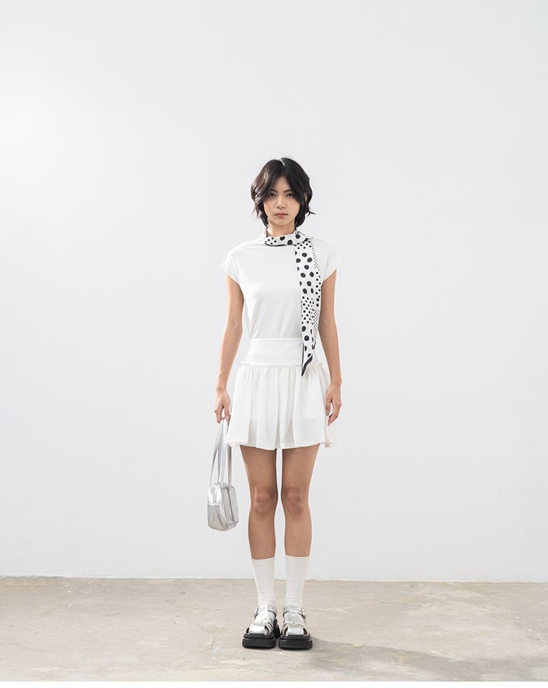 ジャカードフリルミニスカート 2色展開