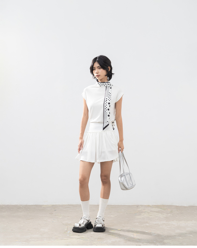 ジャカードフリルミニスカート 2色展開