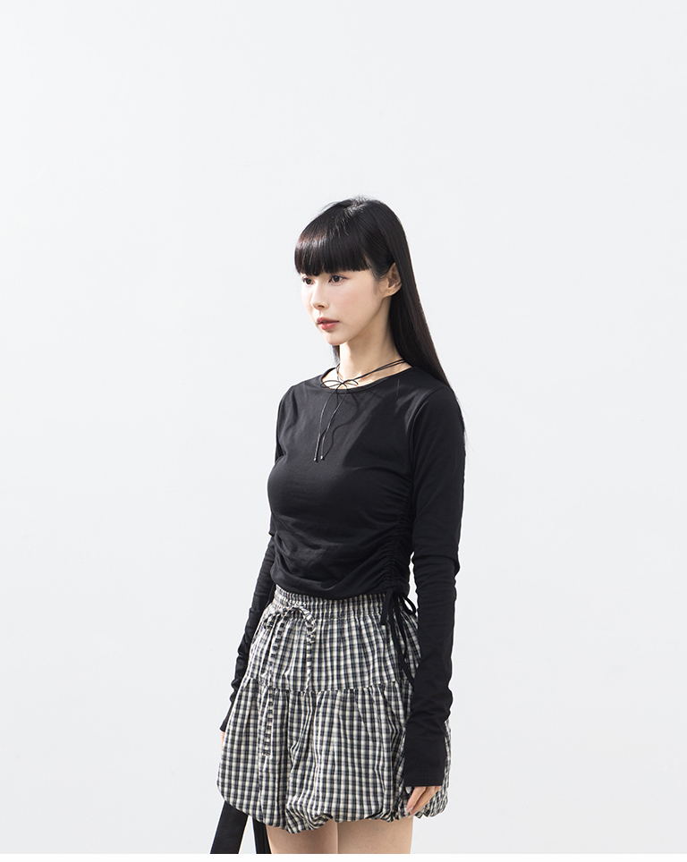 チェック柄バルーンミニスカート 2色展開