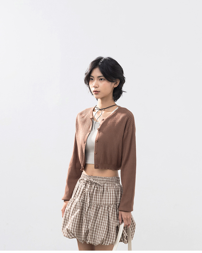 チェック柄バルーンミニスカート 2色展開