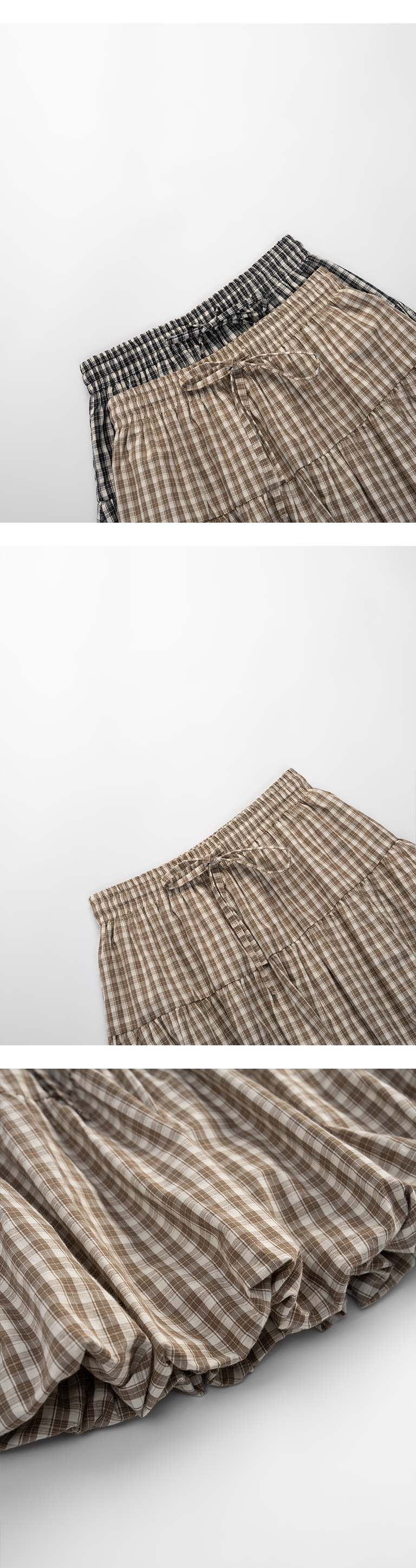 チェック柄バルーンミニスカート 2色展開