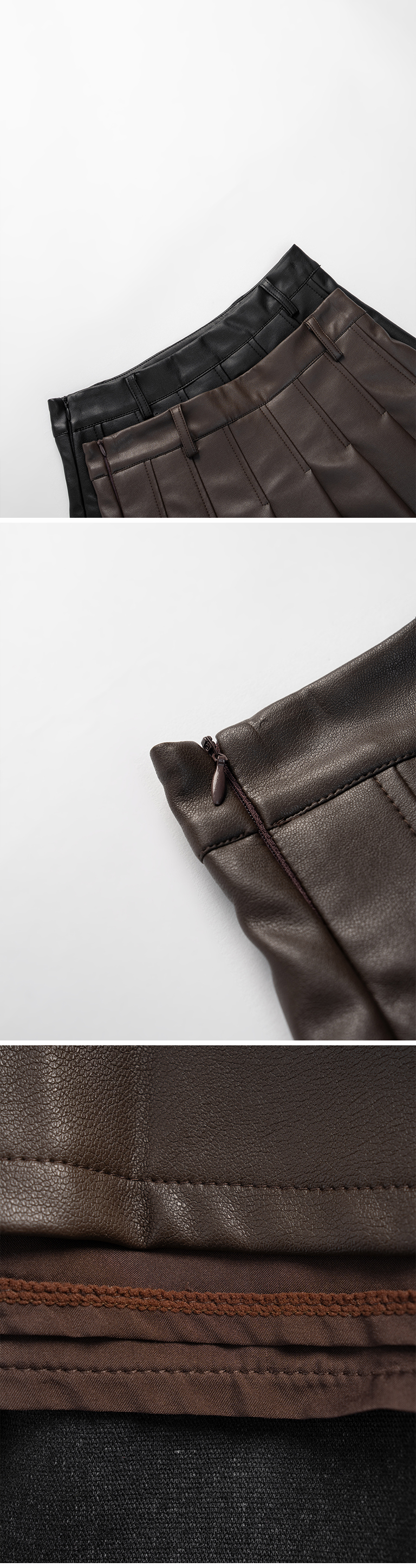 プリーツステッチレザースカート  2色展開