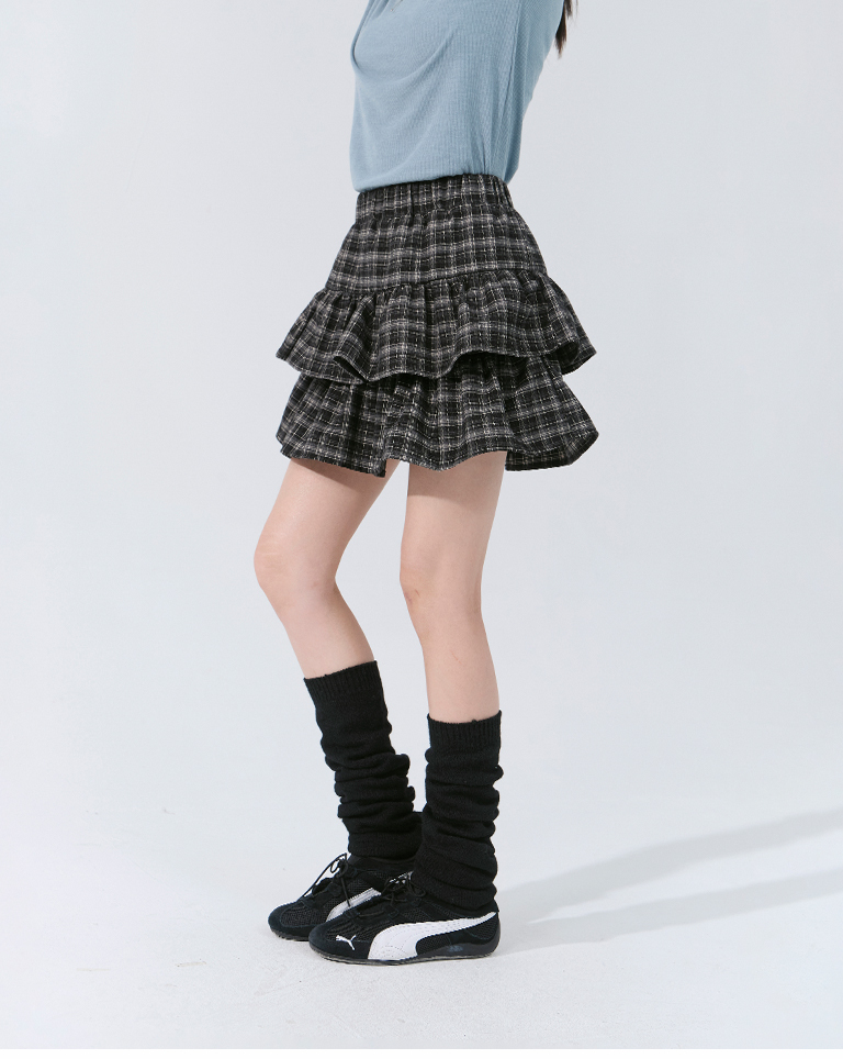 チェックフリルショートスカート 3色展開