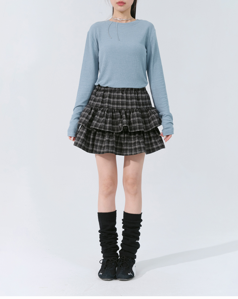 チェックフリルショートスカート 3色展開