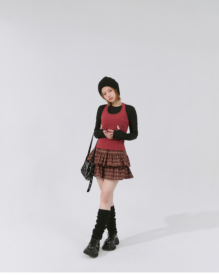 チェックフリルショートスカート 3色展開